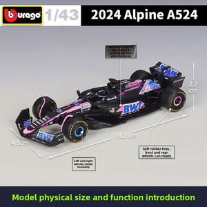 Modellino Auto da Corsa Formula 1 Blu Rosa 2024 in Scala 1:43, in Metallo Pressofuso, Stile <span class=keywords><strong>F1</strong></span>, Squadra Francese, Ruote Aperte, da Collezione, Vendita all'Ingrosso - Product Image 2