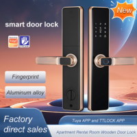 Serrure de porte intelligente TAICHEN avec poignée, empreinte digitale, mot de passe, carte, avec TTlock BluQ6, numérique, Tuya Wifi