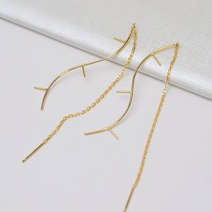 Pendientes Largos de Plata Japonesa Coreana S925 con Perlas para Mujer, Accesorios de Joyería DIY, Pendientes Vacíos 1246 - Product Image 2