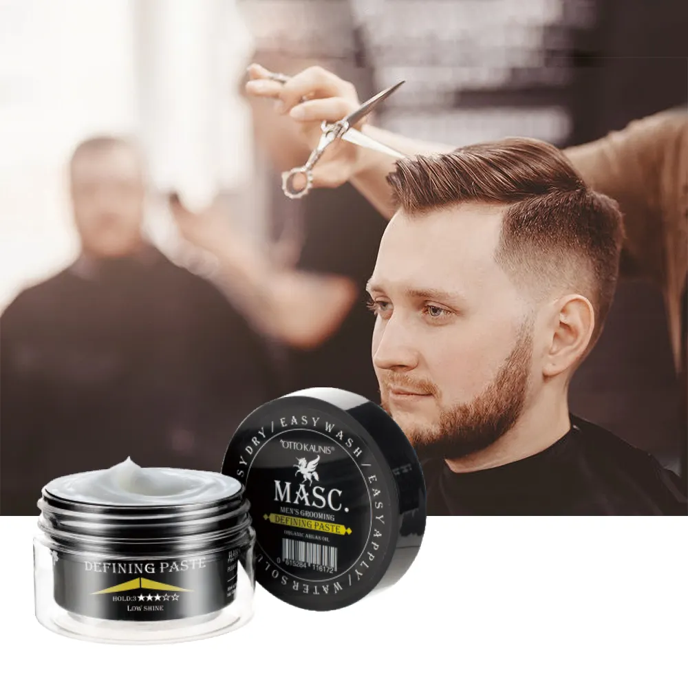 Wholesales Private Label 80ml Black Bottle Strong Hold Styling Low Shine Middle Hold Men Hair Wax Defining Paste