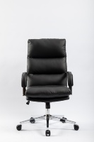 Chaise de bureau de direction moderne à dossier haut en cuir PU, design ergonomique, hauteur réglable, coussin rembourré doux, accoudoirs en acier chromé