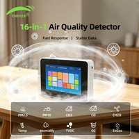 Detector de Calidad del Aire Interior con Pantalla Táctil, Máximo 16 Parámetros: PM2.5, PM10, HCHO, TVOC, CO, CO2, Iones Negativos, BT, WIFI, 4G, Montaje en Pared o Mesa