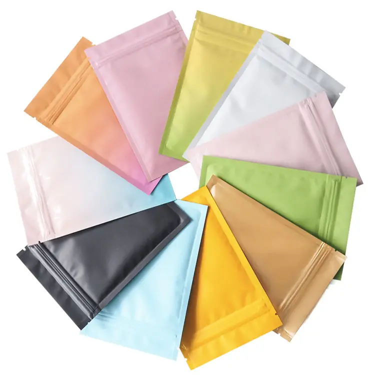 Multicolor flat aluminum foil matte finish glossy sample zip lock smallsmell proof mylar bag