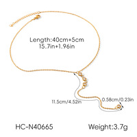 Collier en acier inoxydable plaqué or 18 carats en forme de Y avec pendentif en zircon, bijoux de mode pour femmes, pendentif empilable