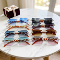 Lunettes de soleil de luxe sans monture pour hommes, style hip-hop, verres dégradés en métal, lunettes punk rock pour club, fête, rave
