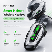   Casque de moto 5.3 avec interphone 1000mAh IPX6, commande vocale IA hors ligne, positionnement iOS et réponse automatique