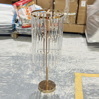 Haute qualité métal or lustre décor de Table pour les mariages cristal fleur affichage toile de fond support extérieur événement fournitures