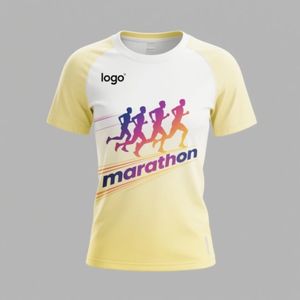 T-shirt de course à pied OEM personnalisé 100% en polyester à séchage rapide pour marathon T-shirts de sport T-shirts à impression par transfert de chaleur pour hommes T-Shirt à sublimation - Product Image 1