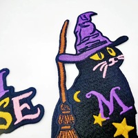Myth muse série patch de broderie personnalisé tissu décoration chat sorcière fer sur patchs brodés pour Halloween