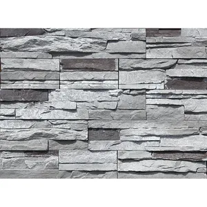 Greys and tans Fake & faux/artificial stacked ledger wall stone veneer panel