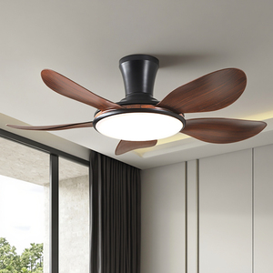 Quạt trần đèn hiện đại sang trọng 42 inch 5 cánh thẳng, điều khiển từ xa thông minh, vân gỗ, đèn LED cổ điển - Product Image 1