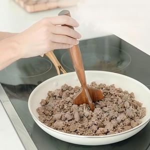 Picador de Carne de Madera de Teca para Cocina, Triturador de Carne Picada, Machacador de Hamburguesas, Triturador de Patatas, Desmenuzador de Pollo, Prensador de Carne de Madera Duradero - Product Image 3