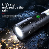 Lampe de poche tactique LED portable 1000 lumens COB étanche rechargeable par USB en alliage d'aluminium IP65 faisceau réglable 300-400M