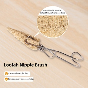 Loofah Sponge <b>Bottle</b> <b>Brush</b> Stainless Steel 14cm With Hook For Baby <b>Bottle</b> Cleaning - Product Image 4