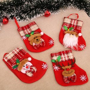 Christmas decorations, small red velvet Christmas stockings with <b>bells</b>, Santa Claus stockings, Christmas ornaments. - Product Image 2