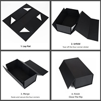 Boîtes d'emballage magnétiques personnalisées, emballage rigide de luxe en papier noir, fermeture magnétique, couvercle en carton, boîtes cadeaux pliables