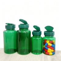 Flacon en plastique OEM ODM pour pilules et médicaments avec bouchon sécurité enfant 100cc 150cc 200cc 500cc, flacon vert pour vitamines et capsules