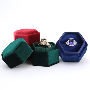 Octagonal Velvet <b>Ring</b> <b>Box</b> Detachable Lift-Off Lid Single <b>Ring</b> Holder Luxury Wedding Engagement <b>Proposal</b> <b>Ring</b> Display Case - Product Image 1