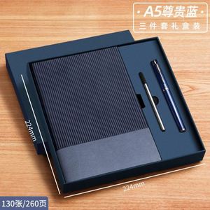 Carnet de notes en cuir gris avec logo de marque promotionnel, couverture rigide, coffret cadeau, journal de luxe, stylo, boîte USB, étui assorti - Product Image 2