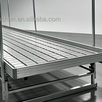 Grand banc roulant hydroponique à rail en V, système d'irrigation par flux et reflux multi-niveaux, pour agriculture en serre mobile