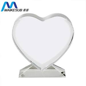 Verre vierge de sublimation en forme de cœur, cadre en cristal, cadeau de saint-valentin, témoin d'amour, cadre en verre - Product Image 2