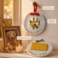 Kit d'ornements modernes personnalisés pour empreintes de pattes d'animaux, en argile auto-durcissante, souvenir artisanal avec empreinte, nom et date, peinture dorée, cadeau, vente en gros