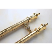 Poignée de porte coulissante de luxe en acier inoxydable robuste, style européen, avec entretoises en verre massif, double face, finition or poli
