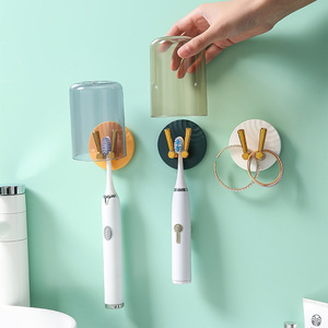 Electric <b>Toothbrush</b> <b>Holder</b> Suction Cup Wall Mounted Circular Durable Bathroom Storage Hook For <b>Toothbrushes</b> And Accessories - Product Image 2