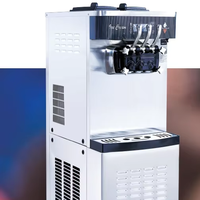 Machine à glace molle professionnelle à usage commercial, refroidissement par air, trois saveurs, à base d'eau et de lait, en acier inoxydable