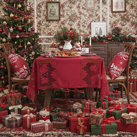 Nappe de table en dentelle creuse américaine Nappe de Noël Nappes rectangulaires rouges pour événements