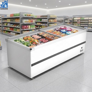 Congélateurs îlots de haute qualité avec porte coulissante en verre incurvé, congélateur à crème glacée grande capacité, congélateur profond pour supermarché - Product Image 1
