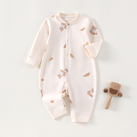 Combinaison pour nouveau-né Kaka Bear en coton doux et imperméable, respirante, pour bébés garçons et filles de 0 à 12 mois, manches longues, boutons pression