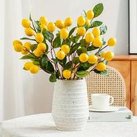 Branche de citron artificielle inaltérable, couleur jaune personnalisée, branche flexible pour décoration de cheminée, manteau de cheminée, vase