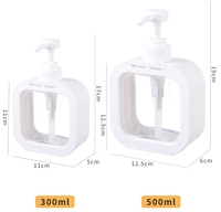 Bouteille pompe carrée en PET de 300 ml et 500 ml, rechargeable, pour savon liquide, shampoing et lotion pour salle de bain