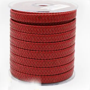 Бмз переработанный 12*6 мм плоский плетеный шнур из натуральной кожи <span class=keywords><strong>OEM</strong></span> 12*6 мм Плетеный кожаный шнур Боло - Product Image 1