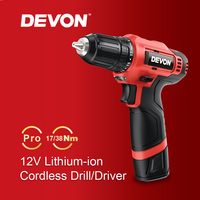DEVON 5268 qualité garantie pilote et perceuse sans fil Unique 12v Lithium-ion avec batterie et chargeur de 2,0 ah