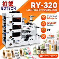 Machine d'impression flexographique 6 couleurs RY-320 pour papier, film, étiquettes, autocollants, impression commerciale rouleau à rouleau