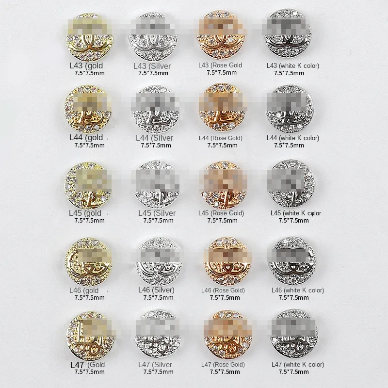 Piezas de uñas 3D, material de circón, calidad, oro, plata, platino, oro rosa, popular, amuletos de Arte de uñas 3D, marca de lujo, circón, 2017