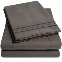 Drap de literie en microfibre doux brodé solide de luxe hypoallergénique 4 pièces ensemble de draps de lit plats à la terre pour hôtel ensembles de draps de lit