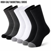 Chaussettes de basketball professionnelles OEM personnalisées pour jeunes, grandes tailles, antidérapantes, noires et blanches, en polyester, pour hommes, collection automne, vente chaude