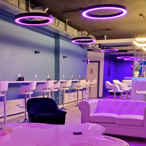 RGB LED Hanging Circle <strong>Light</strong> <strong>Wireless</strong> Controlled RGB Aluminum Linear <strong>Light</strong> for Showroom - Product Image 3