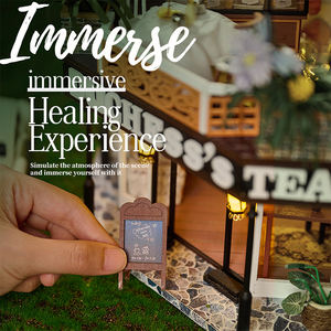 IIECREATE Maison de poupée en bois miniature, kit de bricolage, la maison de thé de la duchesse, maison de poupée pour filles - Product Image 4