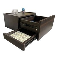 Meuble de rangement décoratif en bois avec compartiment caché, table de chevet suspendue, tiroir dissimulé, support traditionnel flottant