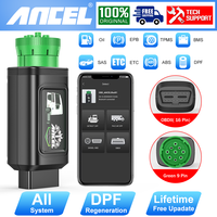 Escáner Bluetooth OBD2 para Camiones de Trabajo Pesado con Regeneración/Reinicio de DPF para Motores Diésel Cummins y Caterpillar - Ancel HD100