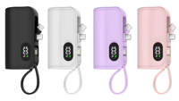Nouveau Mini Smart LCD Power Display Portable 5000mAh Chargeur Intégré Double Prise De Charge Pliable Capsule Power Bank Avec Longe