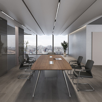 Table de réunion moderne sur mesure de haute qualité avec pied en métal chromé et aluminium