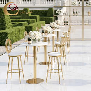 Mesa de Bar Alta de Vidrio Dorado para Bodas y Eventos, Suministros Modernos para Bodas - Product Image 4