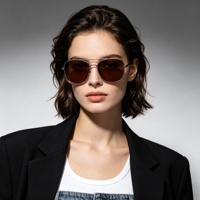 Lunettes de soleil polarisées Sunray avec logo personnalisé, monture carrée large en métal doré, monture intégrale, légères, durables, unisexes, tendance, TAC UV400
