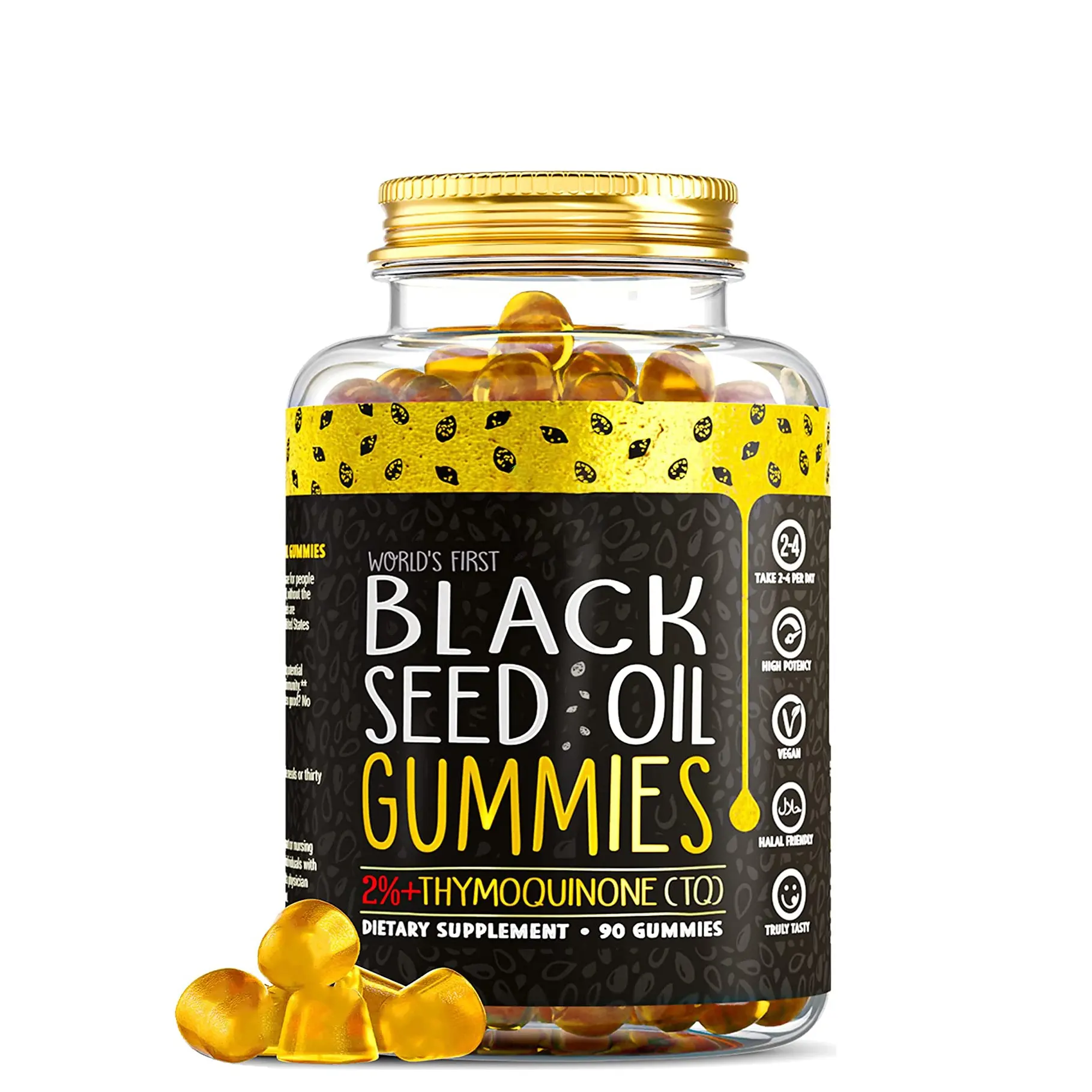 OEM Black Seed Oil Gummies Schwarzkümmel öl mit Honig Gummy Aid Digest ion Support Ein gesunder Stoffwechsel 60 Süßigkeiten