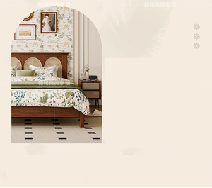 <span class=keywords><strong>Lit</strong></span> double nordique en bois massif, style français, mobilier <span class=keywords><strong>de</strong></span> chambre moderne, avec cadre en rotin naturel, disponible en tailles King et Queen, vente en gros - Product Image 2